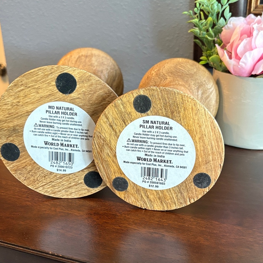 Cost Plus World Market Gold Wood Pedestal Candle Holders - Pair - Picture 8 of 11